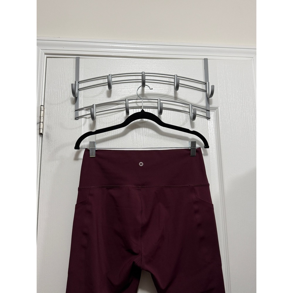 RBX Womens Large Burgundy High Waisted Capri Leggings Side Pockets Athleisure - Picture 10 of 16